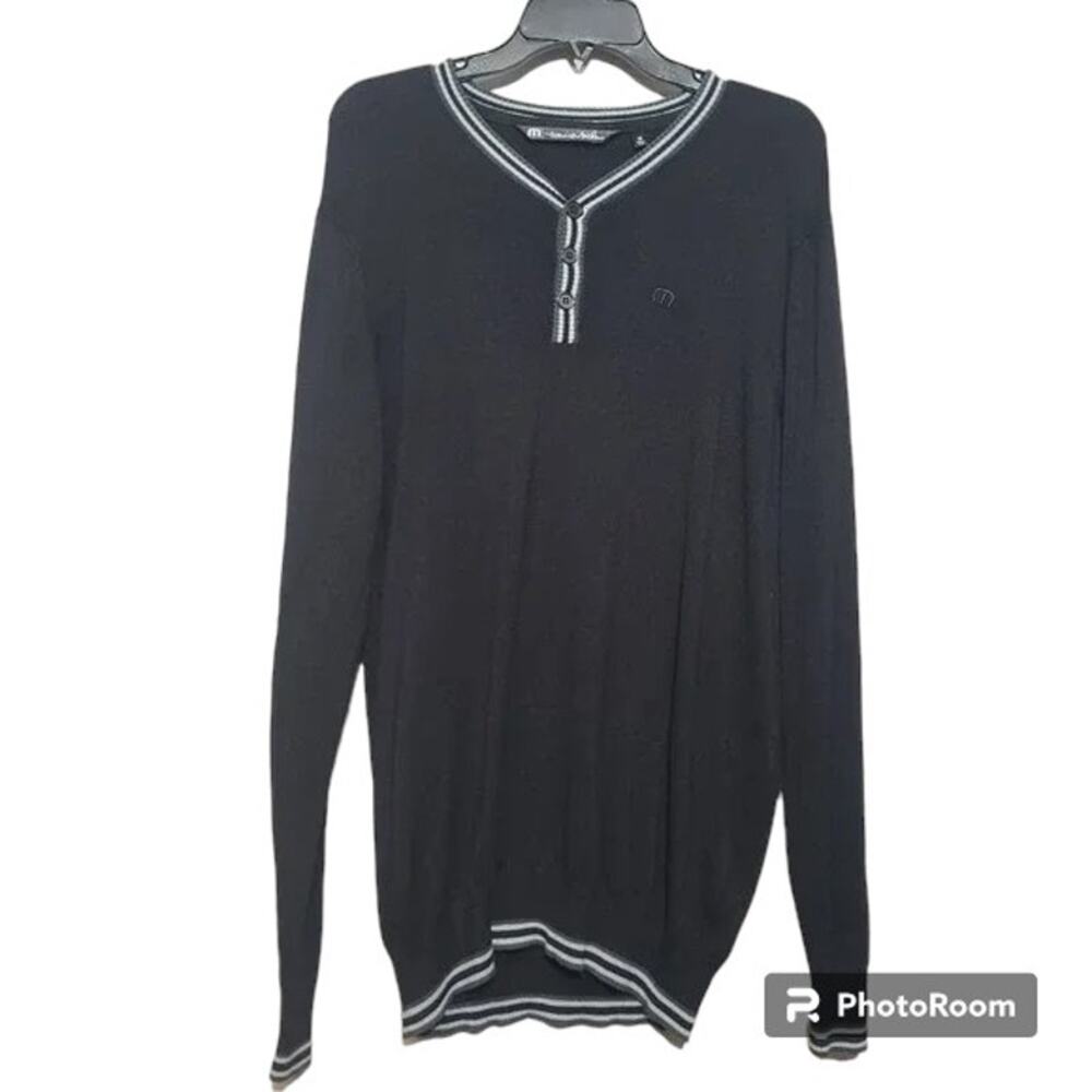 Travis Mathew Black Henley Pullover Sweater Size M